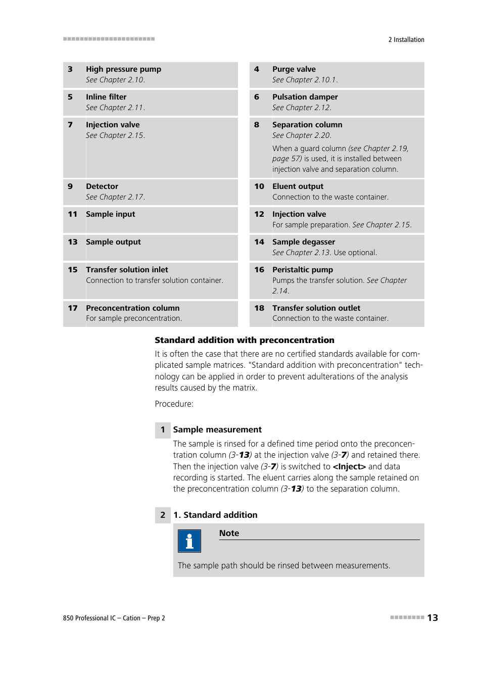 Injection valve (2-12), 17) at the injection valve (2-7) | Metrohm 850 Professional IC Cation - Prep 2 User Manual | Page 23 / 128