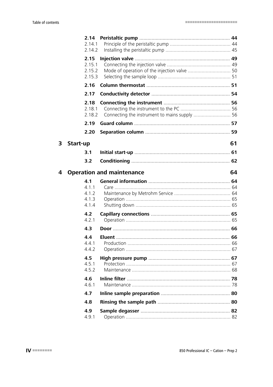 Metrohm 850 Professional IC Cation - Prep 2 User Manual | Page 6 / 128