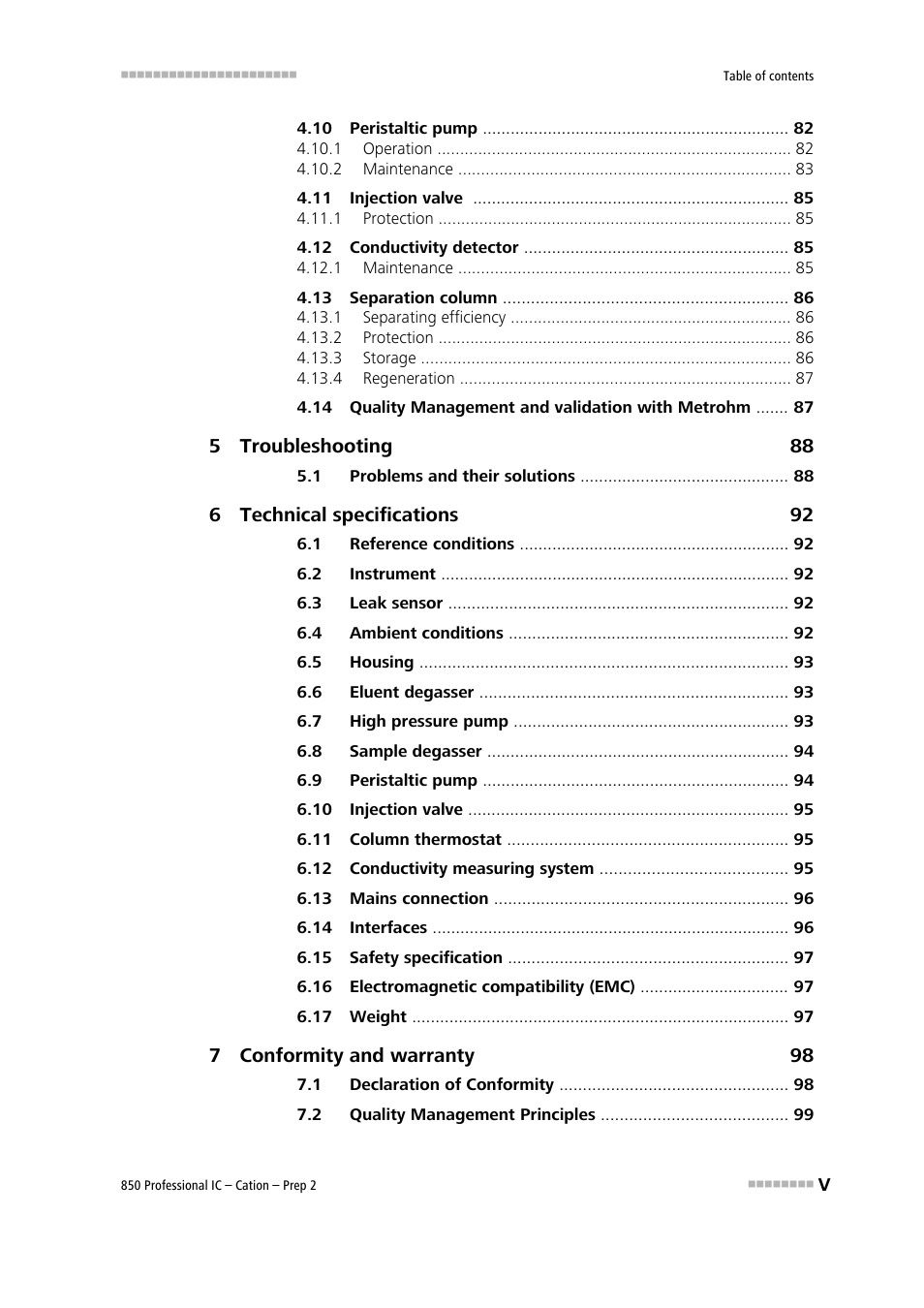 Metrohm 850 Professional IC Cation - Prep 2 User Manual | Page 7 / 128