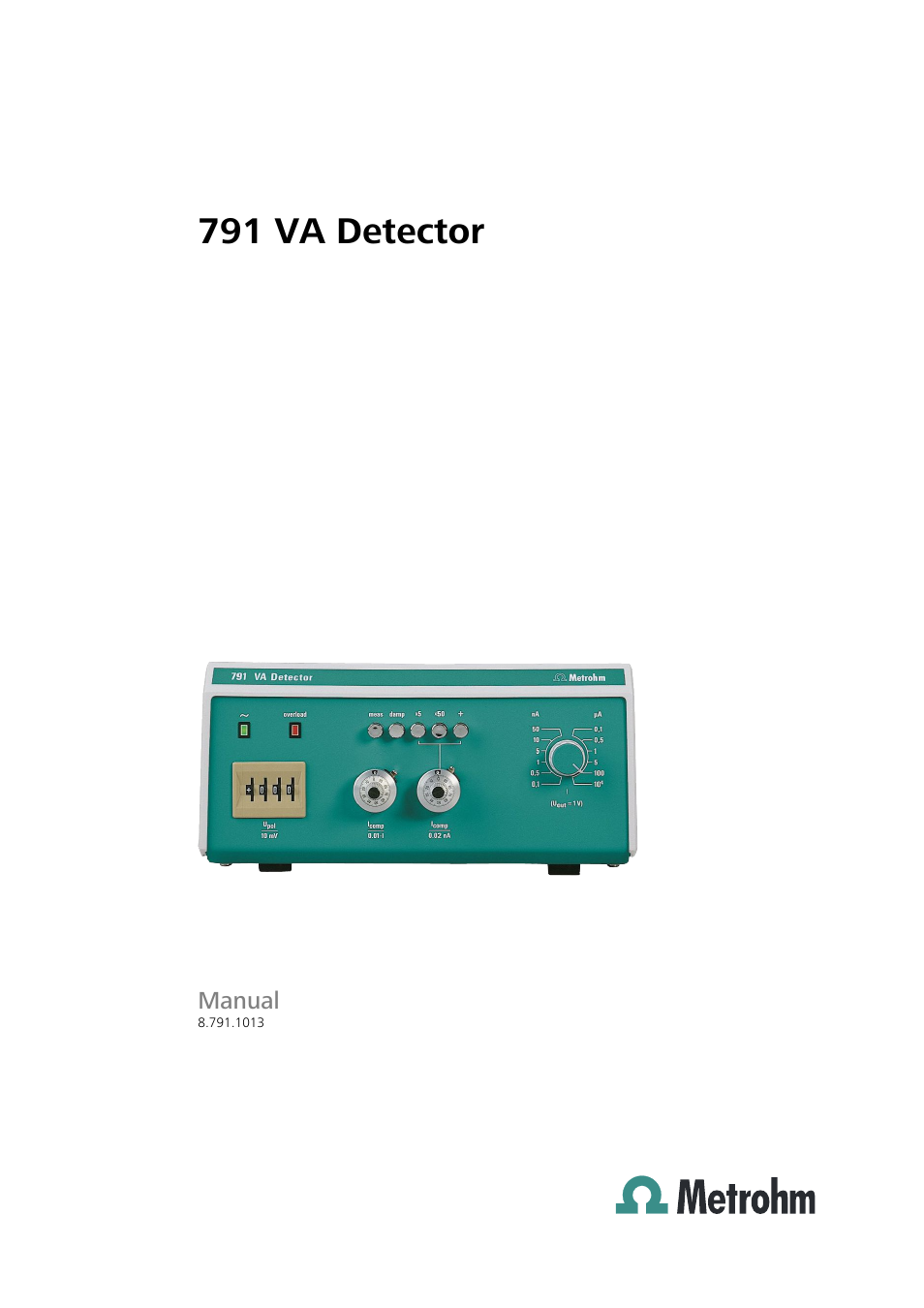 Metrohm 791 VA Detector User Manual | 56 pages