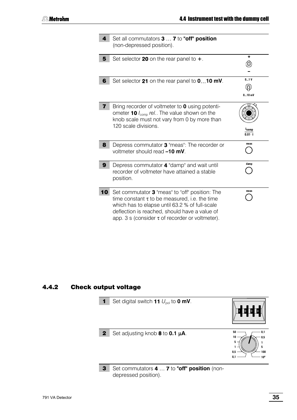 2 check output voltage | Metrohm 791 VA Detector User Manual | Page 41 / 56