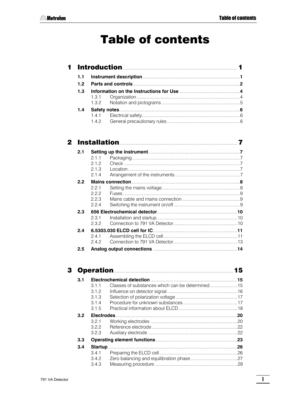 Metrohm 791 VA Detector User Manual | Page 5 / 56