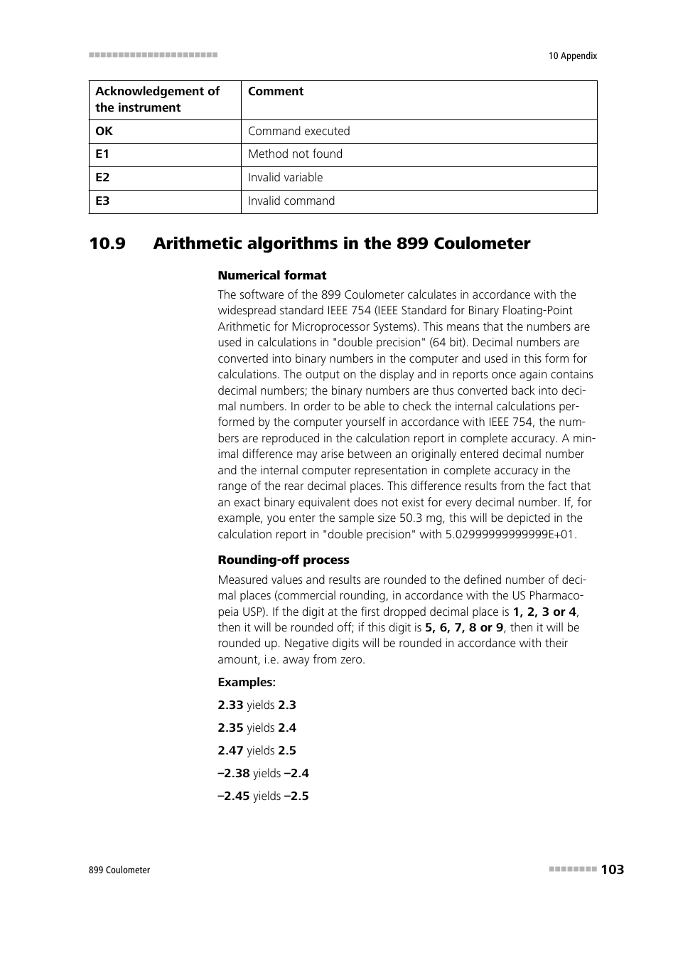 9 arithmetic algorithms in the 899 coulometer | Metrohm 899 Coulometer User Manual | Page 113 / 178