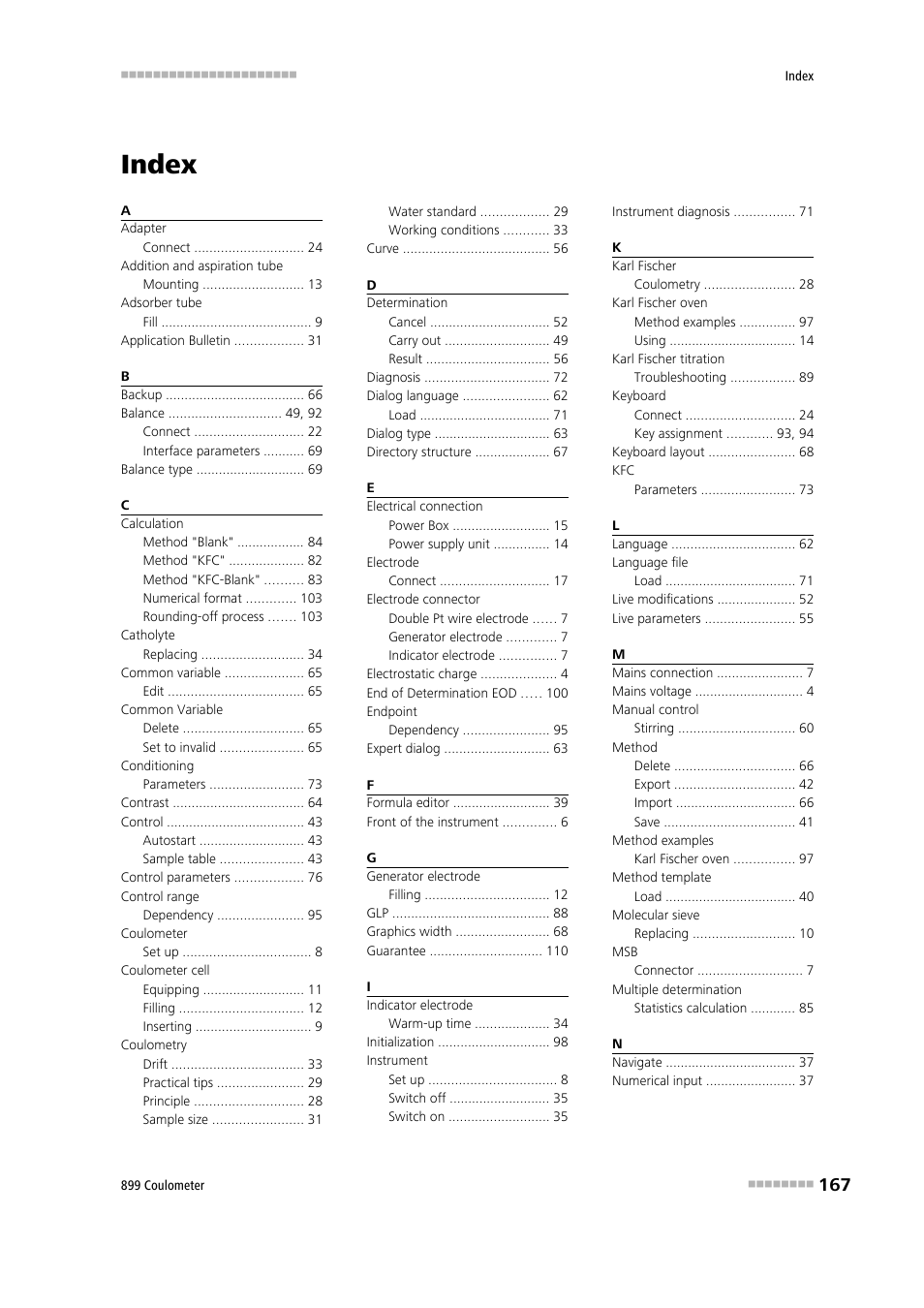 Index | Metrohm 899 Coulometer User Manual | Page 177 / 178