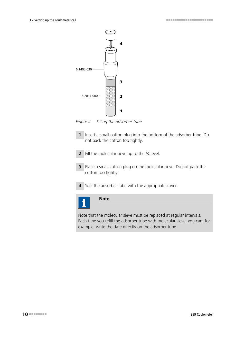 Figure 4, Filling the adsorber tube | Metrohm 899 Coulometer User Manual | Page 20 / 178