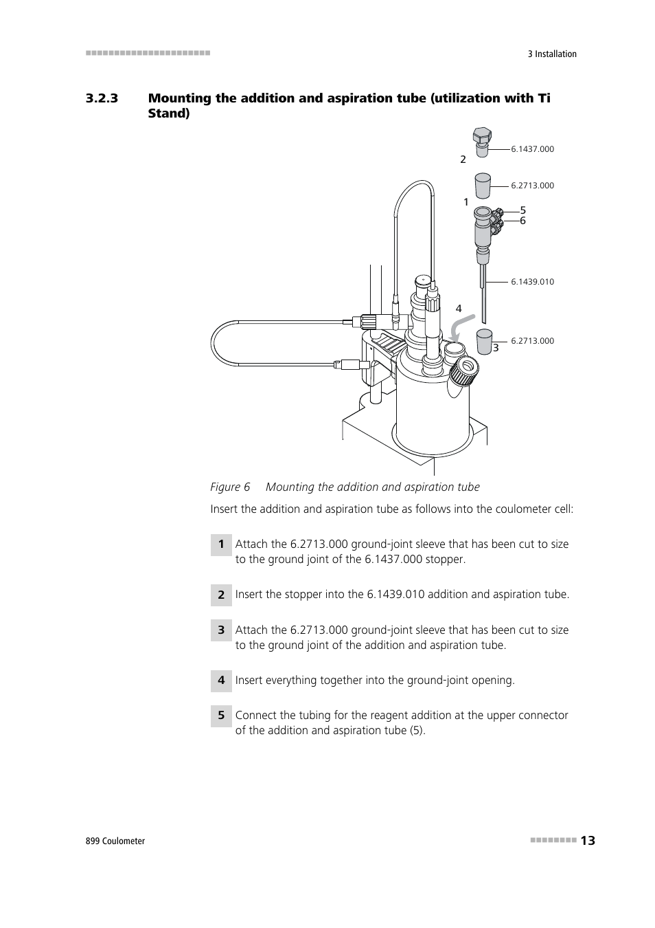 Figure 6, Mounting the addition and aspiration tube | Metrohm 899 Coulometer User Manual | Page 23 / 178