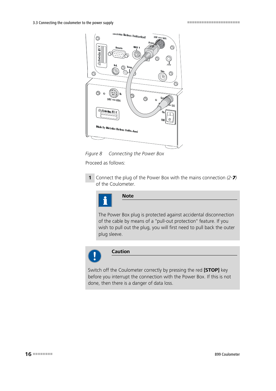 Figure 8, Connecting the power box | Metrohm 899 Coulometer User Manual | Page 26 / 178