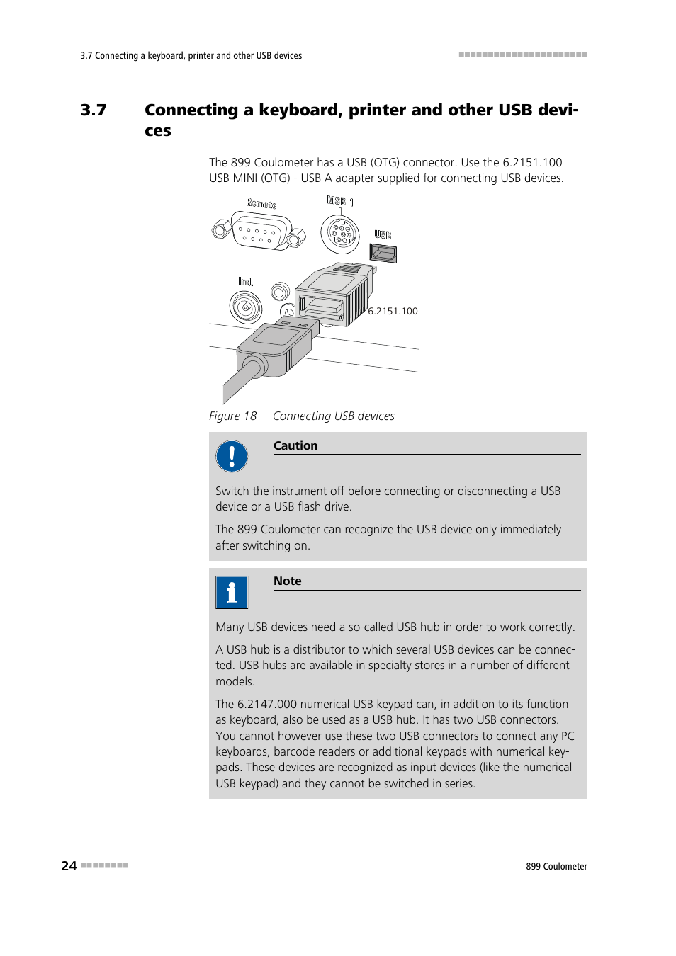 Figure 18, Connecting usb devices | Metrohm 899 Coulometer User Manual | Page 34 / 178