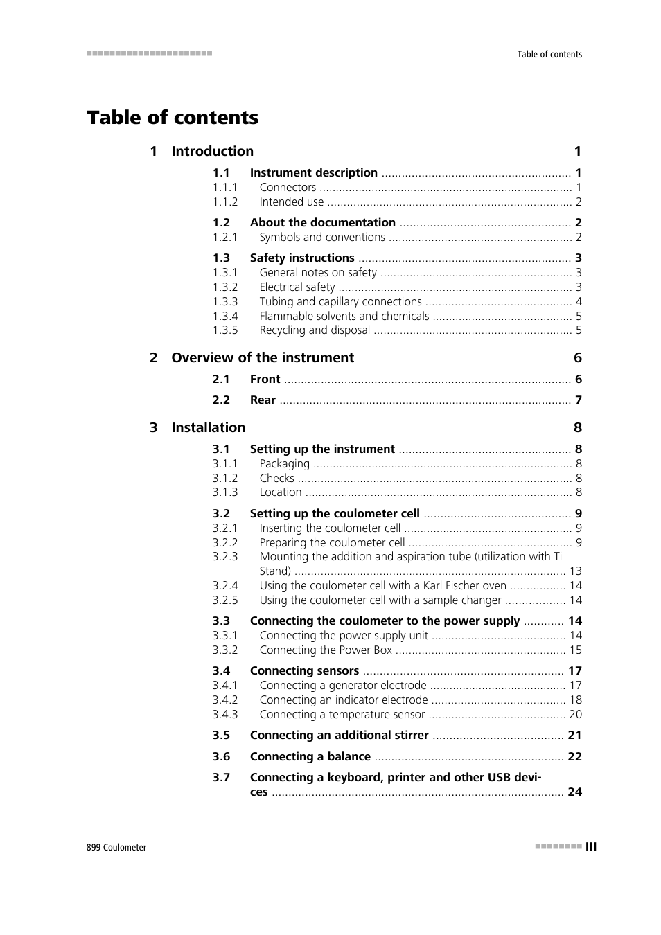 Metrohm 899 Coulometer User Manual | Page 5 / 178