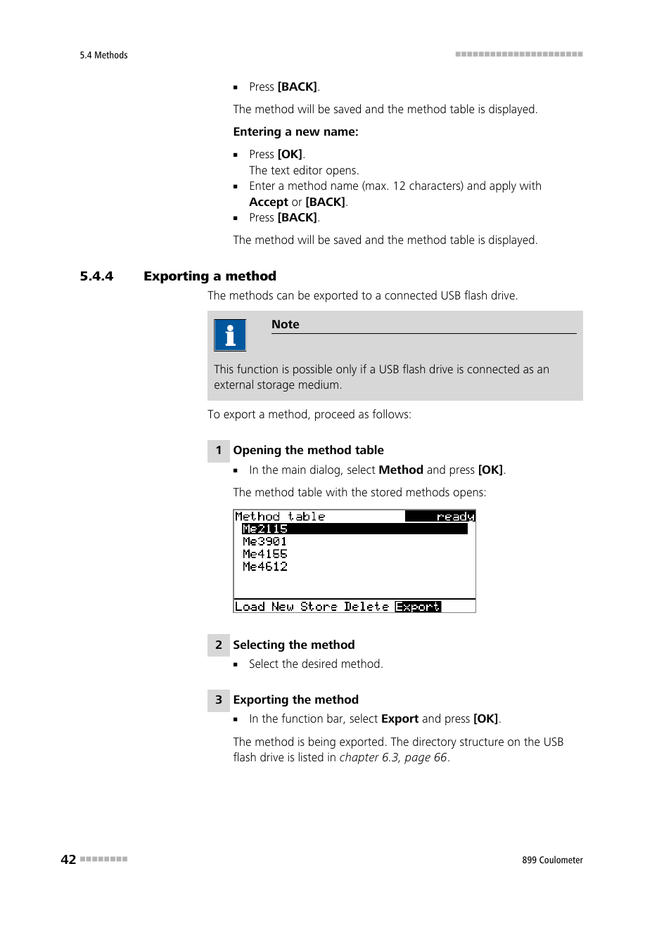 4 exporting a method, Exporting a method | Metrohm 899 Coulometer User Manual | Page 52 / 178