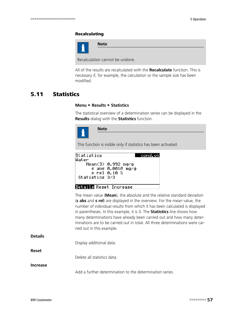 11 statistics | Metrohm 899 Coulometer User Manual | Page 67 / 178