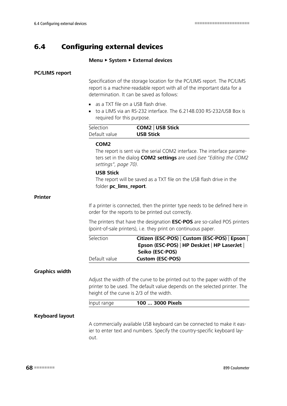 4 configuring external devices, Configuring external devices | Metrohm 899 Coulometer User Manual | Page 78 / 178