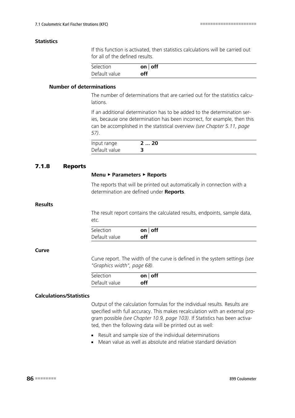 8 reports, Reports | Metrohm 899 Coulometer User Manual | Page 96 / 178