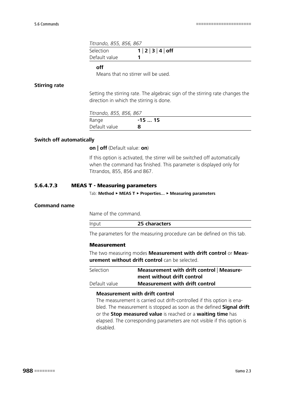 3 meas t - measuring parameters, Measuring parameters | Metrohm tiamo 2.3 Manual User Manual | Page 1004 / 1697