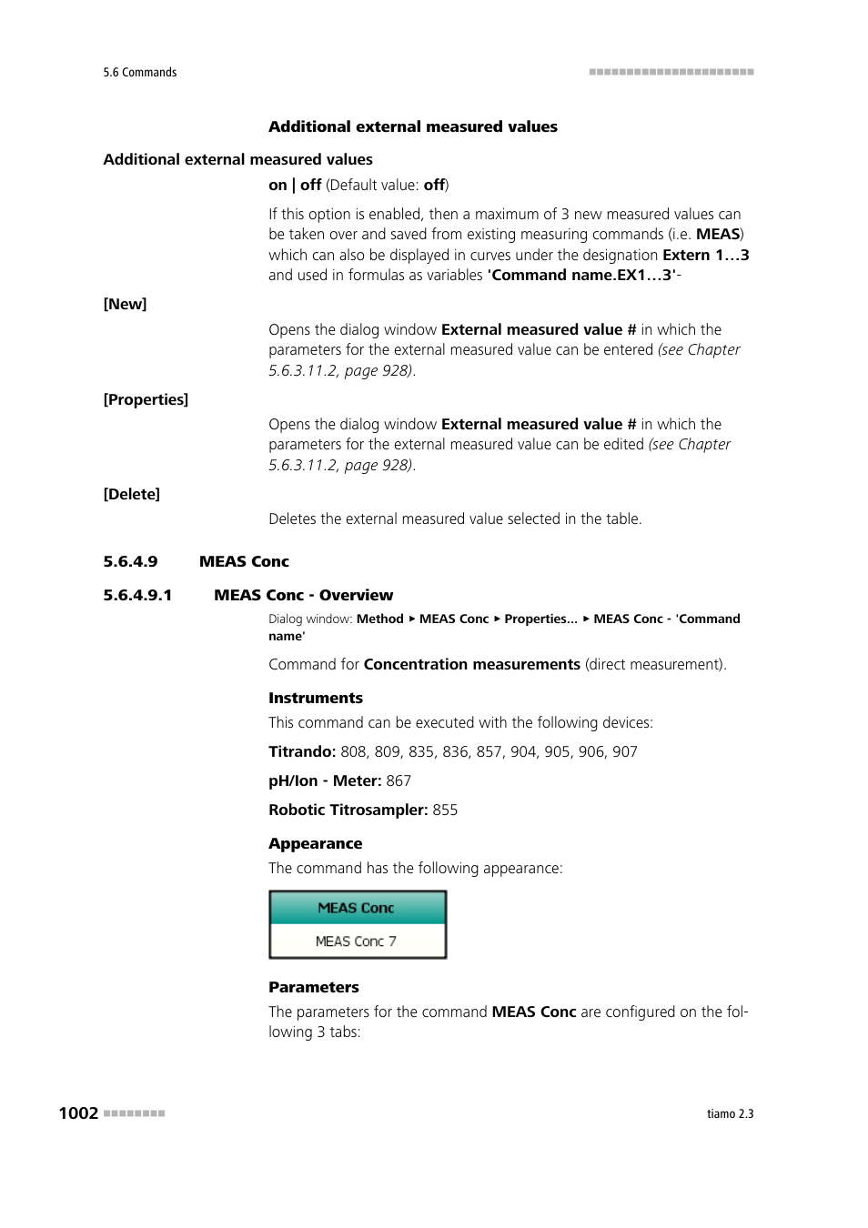 9 meas conc, 1 meas conc - overview, Meas conc | Metrohm tiamo 2.3 Manual User Manual | Page 1018 / 1697