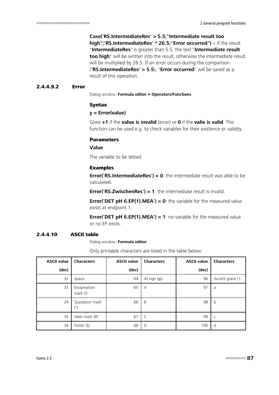 2 error, 10 ascii table | Metrohm tiamo 2.3 Manual User Manual | Page 103 / 1697