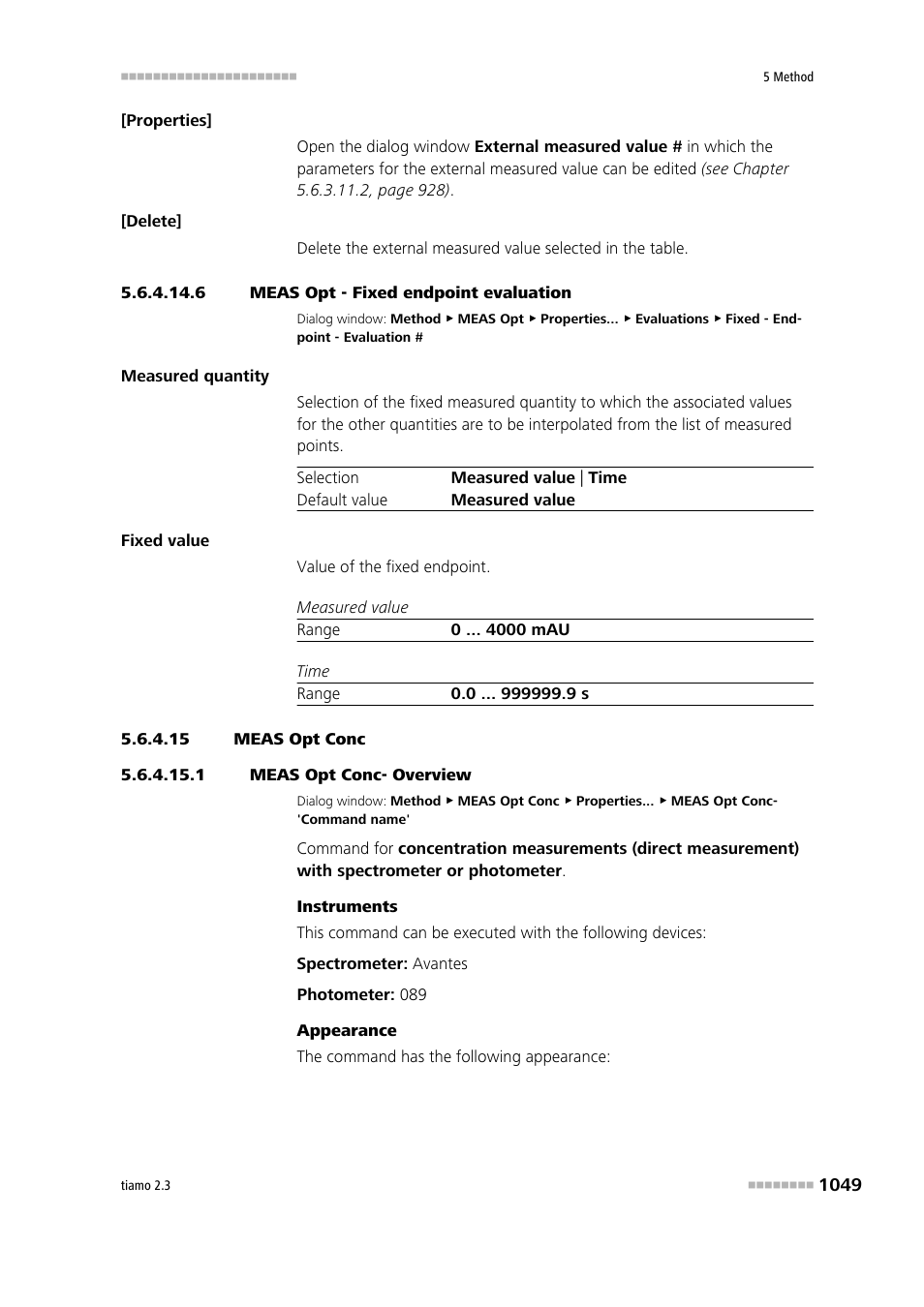 6 meas opt - fixed endpoint evaluation, 15 meas opt conc, 1 meas opt conc- overview | Meas opt conc | Metrohm tiamo 2.3 Manual User Manual | Page 1065 / 1697