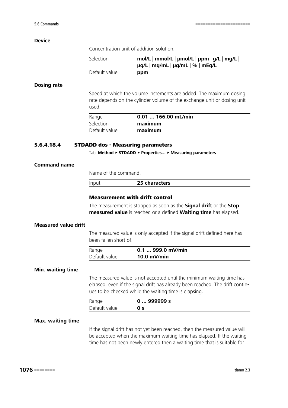 4 stdadd dos - measuring parameters | Metrohm tiamo 2.3 Manual User Manual | Page 1092 / 1697