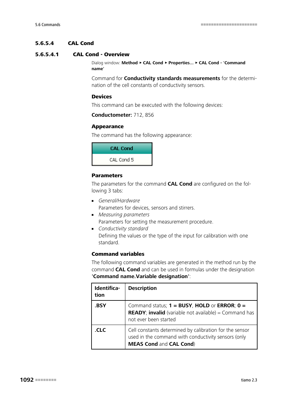 4 cal cond, 1 cal cond - overview, Cal cond | Metrohm tiamo 2.3 Manual User Manual | Page 1108 / 1697