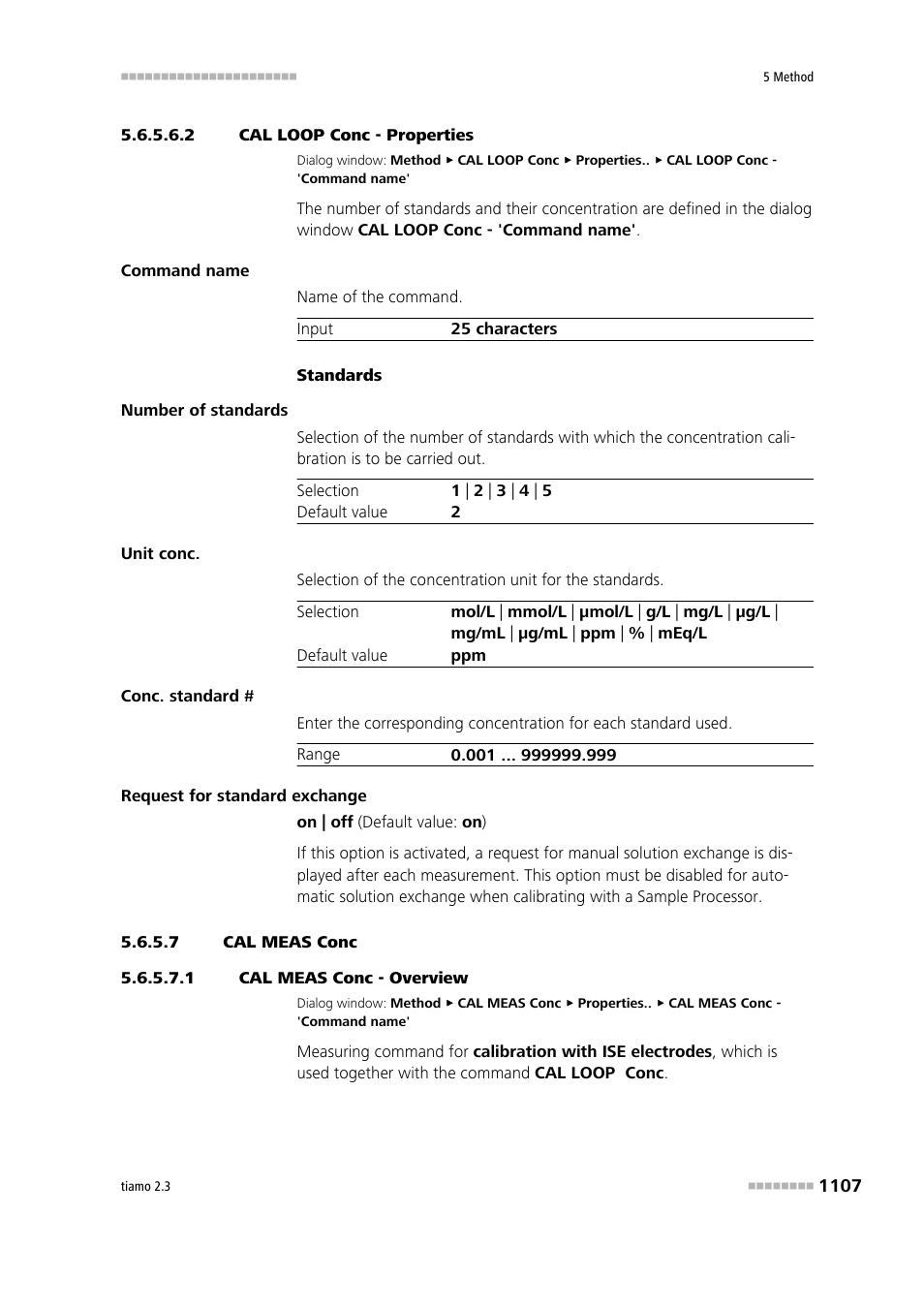 2 cal loop conc - properties, 7 cal meas conc, 1 cal meas conc - overview | Cal meas conc | Metrohm tiamo 2.3 Manual User Manual | Page 1123 / 1697
