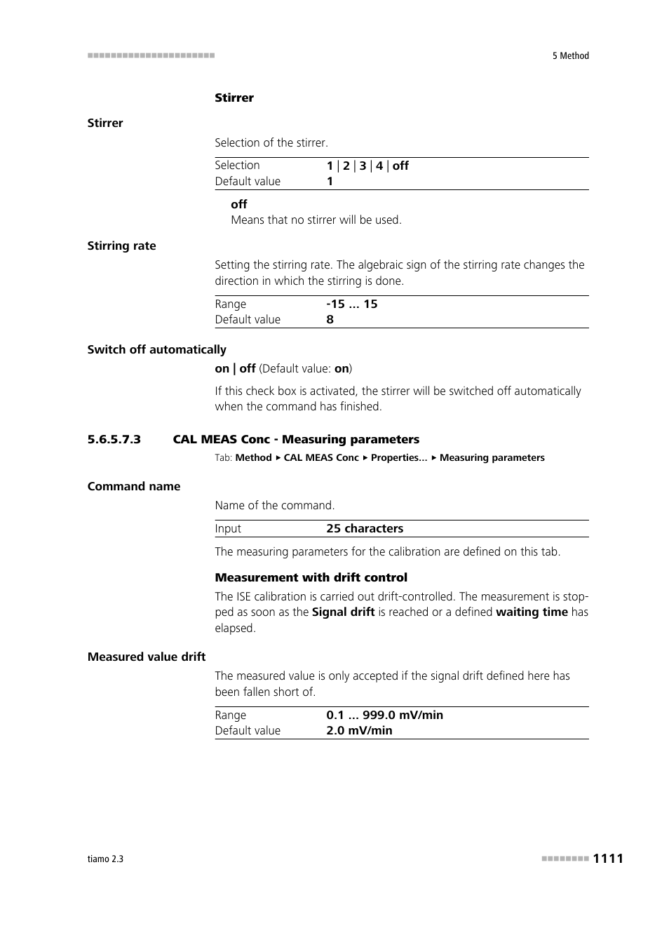 3 cal meas conc - measuring parameters | Metrohm tiamo 2.3 Manual User Manual | Page 1127 / 1697