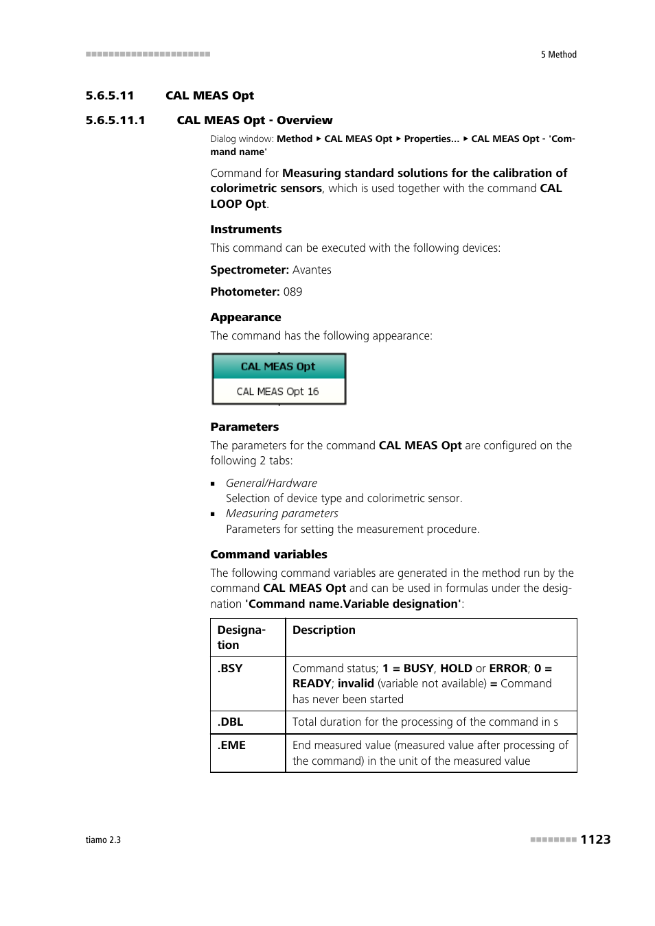 11 cal meas opt, 1 cal meas opt - overview, Cal meas opt | Metrohm tiamo 2.3 Manual User Manual | Page 1139 / 1697