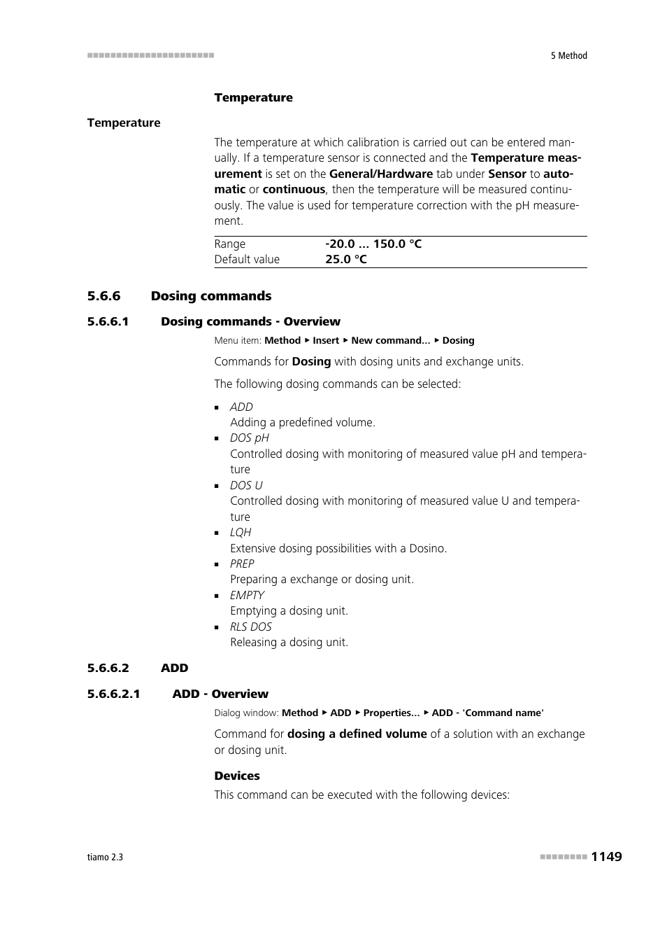 6 dosing commands, 1 dosing commands - overview, 2 add | 1 add - overview, Dosing commands 9 | Metrohm tiamo 2.3 Manual User Manual | Page 1165 / 1697