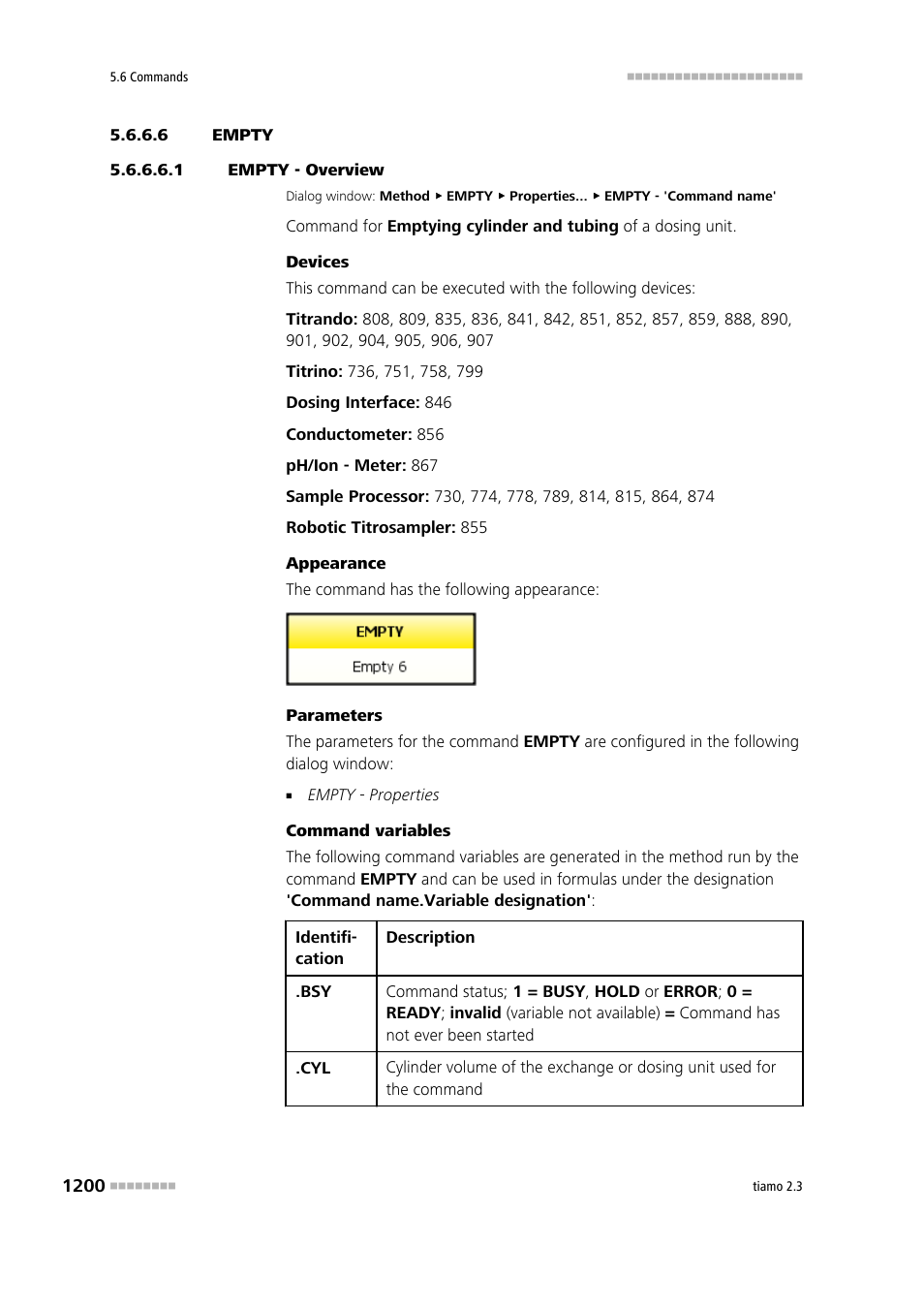 6 empty, 1 empty - overview, Empty | Metrohm tiamo 2.3 Manual User Manual | Page 1216 / 1697