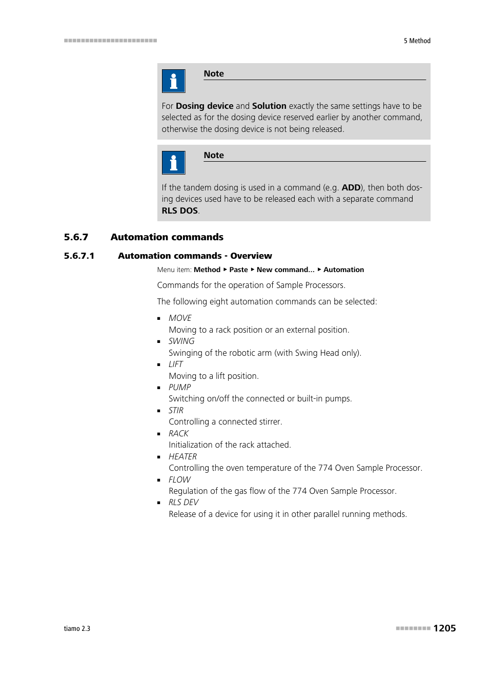 7 automation commands, 1 automation commands - overview, Automation commands 5 | Metrohm tiamo 2.3 Manual User Manual | Page 1221 / 1697