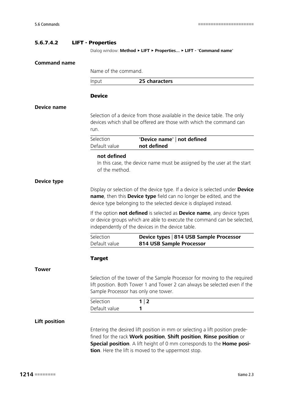 2 lift - properties | Metrohm tiamo 2.3 Manual User Manual | Page 1230 / 1697