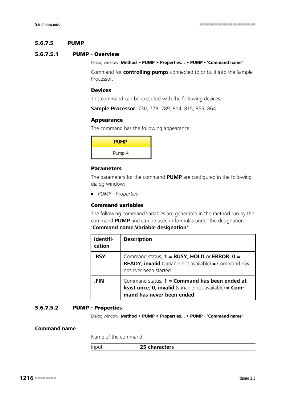 5 pump, 1 pump - overview, 2 pump - properties | Pump | Metrohm tiamo 2.3 Manual User Manual | Page 1232 / 1697