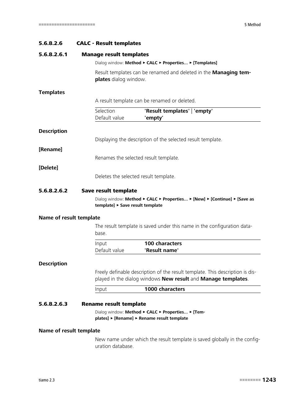 6 calc - result templates, 1 manage result templates, 2 save result template | 3 rename result template | Metrohm tiamo 2.3 Manual User Manual | Page 1259 / 1697