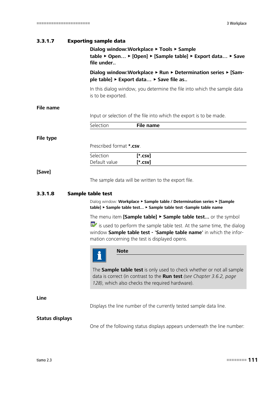 7 exporting sample data, 8 sample table test | Metrohm tiamo 2.3 Manual User Manual | Page 127 / 1697