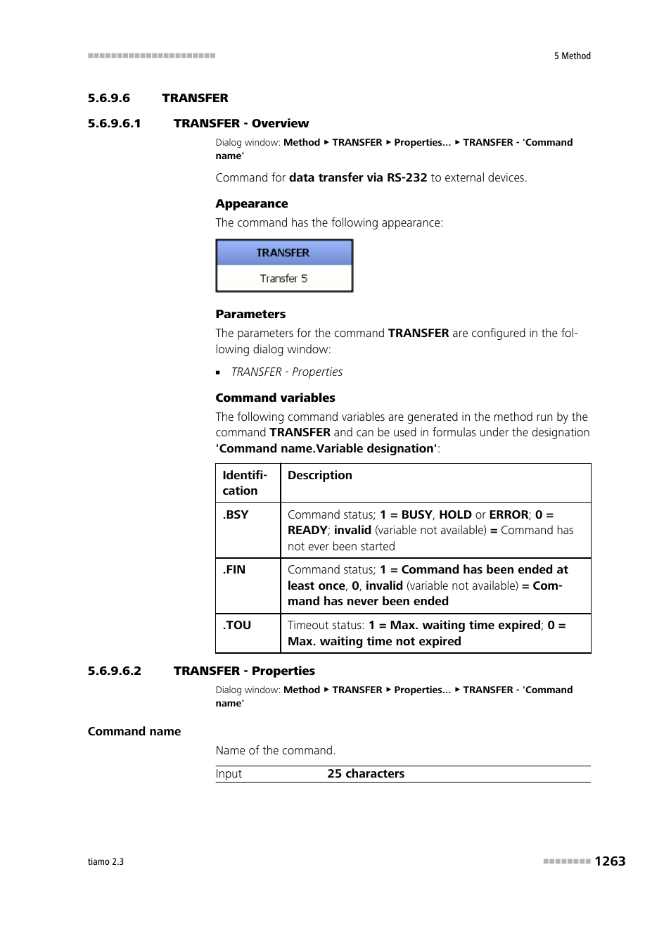 6 transfer, 1 transfer - overview, 2 transfer - properties | Transfer | Metrohm tiamo 2.3 Manual User Manual | Page 1279 / 1697