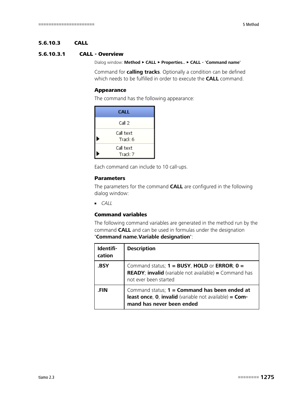 3 call, 1 call - overview, Call | Metrohm tiamo 2.3 Manual User Manual | Page 1291 / 1697