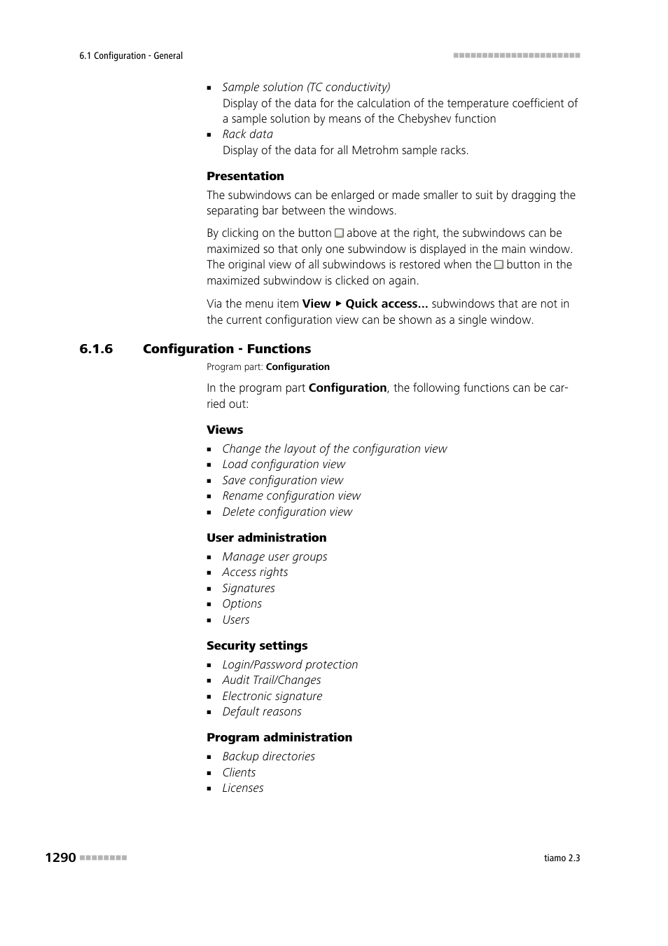 6 configuration - functions, Configuration - functions 0 | Metrohm tiamo 2.3 Manual User Manual | Page 1306 / 1697