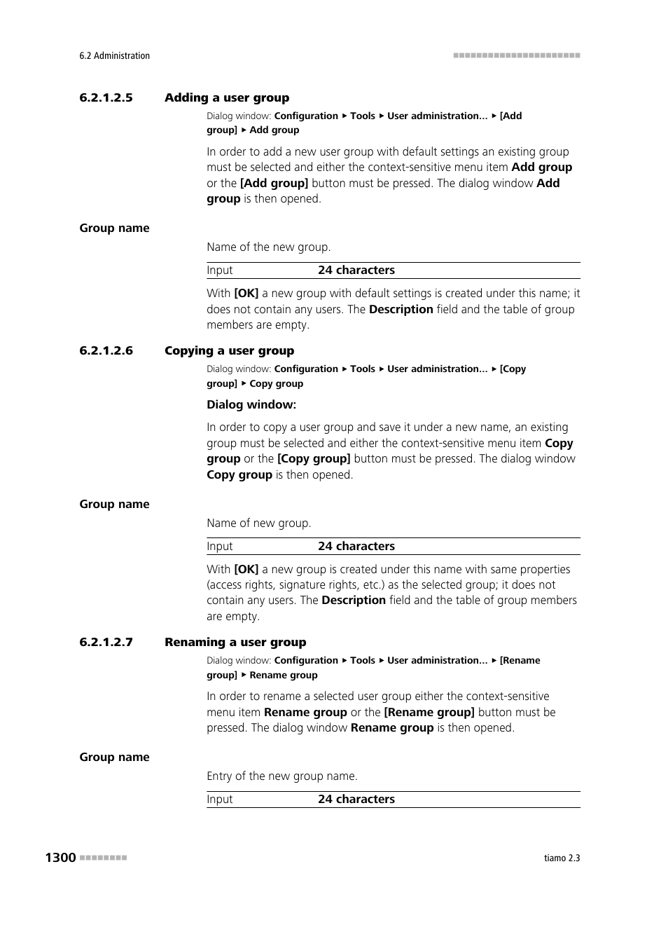 5 adding a user group, 6 copying a user group, 7 renaming a user group | Add user groups, Copy user groups, Rename user groups | Metrohm tiamo 2.3 Manual User Manual | Page 1316 / 1697