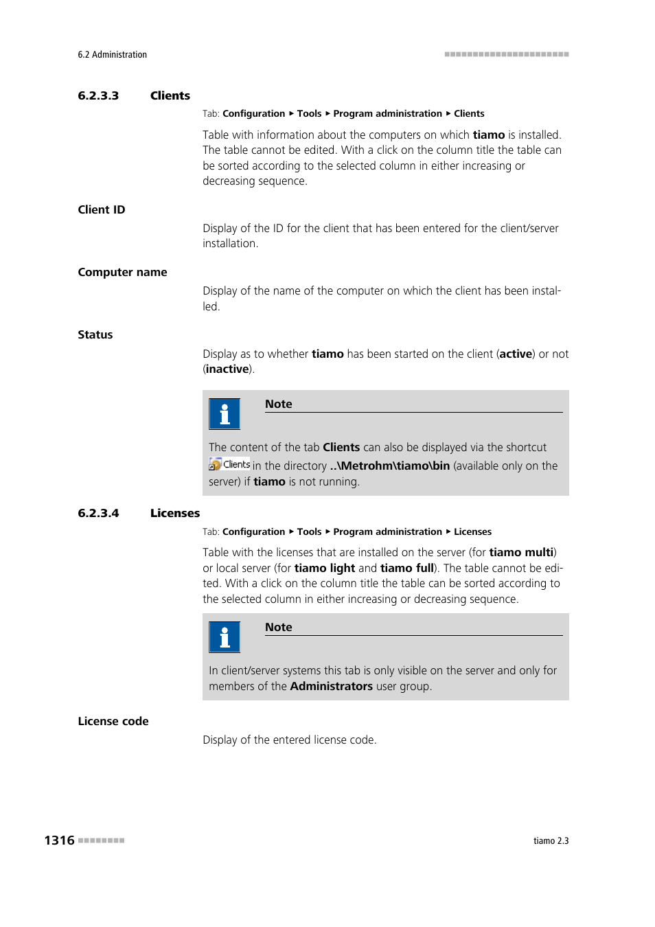 3 clients, 4 licenses, Clients | Licenses | Metrohm tiamo 2.3 Manual User Manual | Page 1332 / 1697