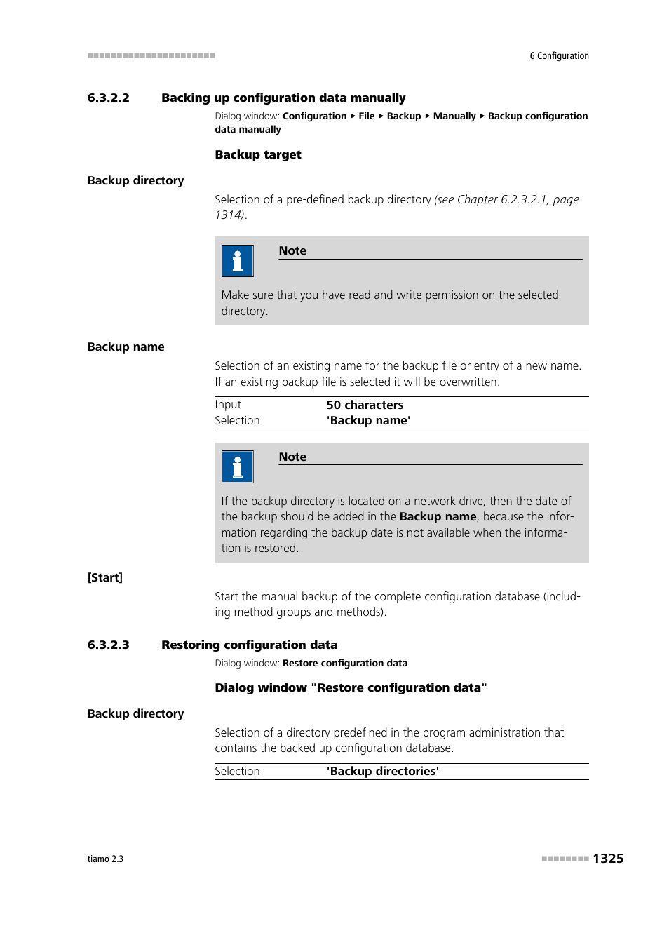 2 backing up configuration data manually, 3 restoring configuration data, Backup configuration data manually | Restore configuration data | Metrohm tiamo 2.3 Manual User Manual | Page 1341 / 1697