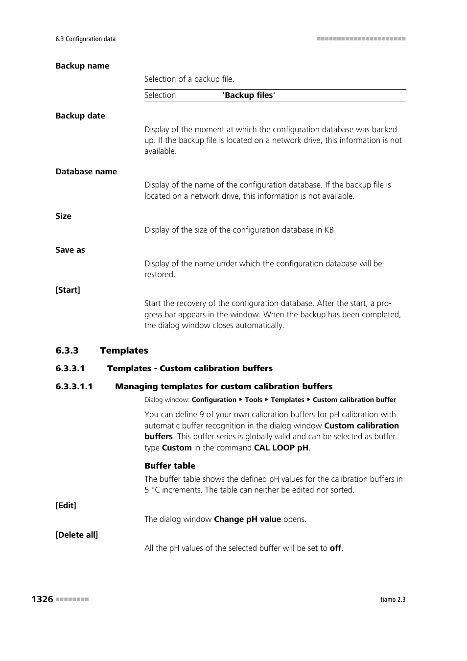 3 templates, 1 templates - custom calibration buffers, Templates 6 | Custom calibration buffers | Metrohm tiamo 2.3 Manual User Manual | Page 1342 / 1697