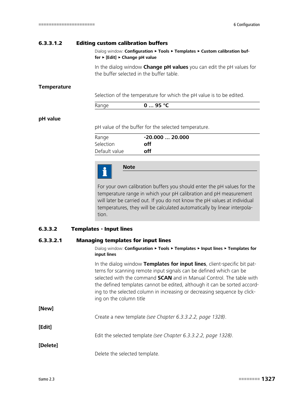 2 editing custom calibration buffers, 2 templates - input lines, 1 managing templates for input lines | Input lines | Metrohm tiamo 2.3 Manual User Manual | Page 1343 / 1697