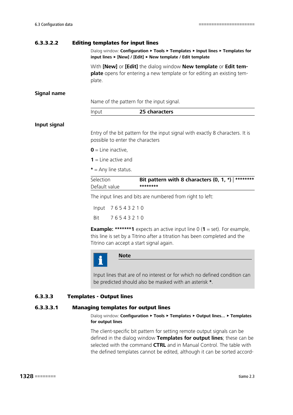 2 editing templates for input lines, 3 templates - output lines, 1 managing templates for output lines | Output lines | Metrohm tiamo 2.3 Manual User Manual | Page 1344 / 1697