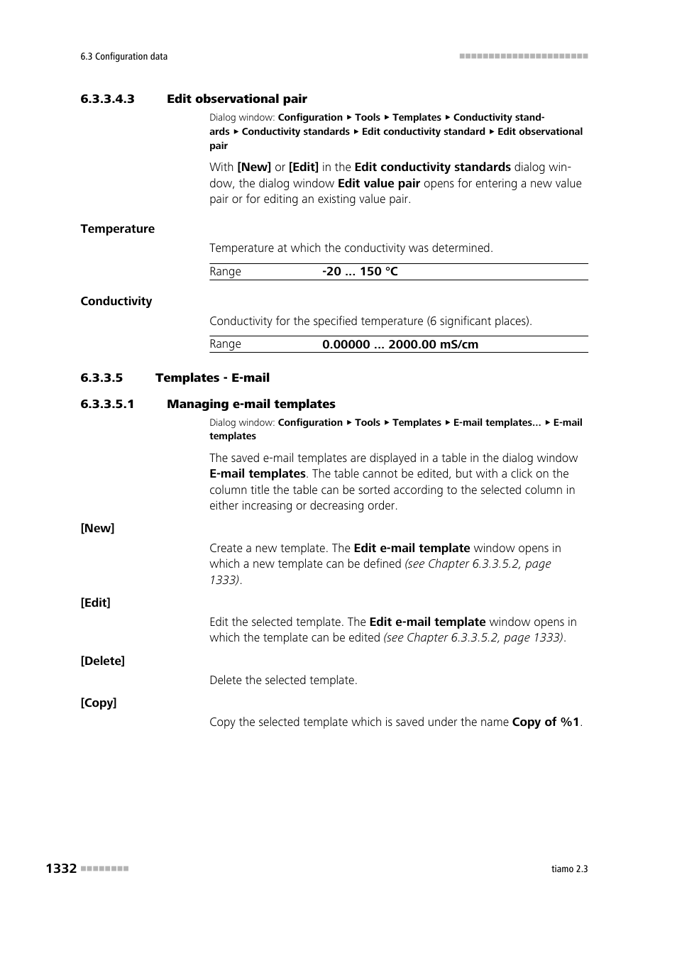 3 edit observational pair, 5 templates - e-mail, 1 managing e-mail templates | Metrohm tiamo 2.3 Manual User Manual | Page 1348 / 1697