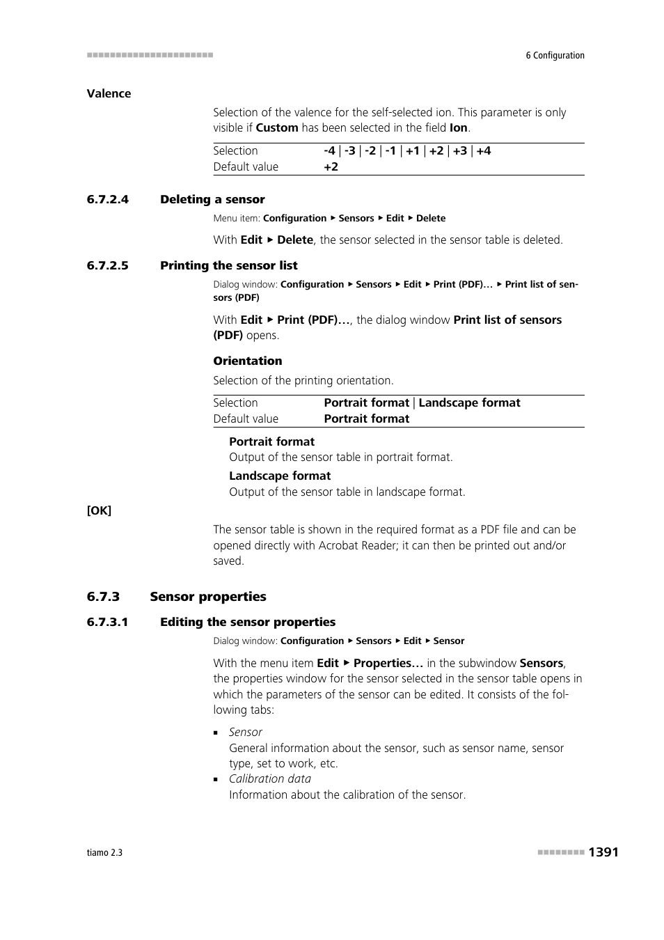 4 deleting a sensor, 5 printing the sensor list, 3 sensor properties | 1 editing the sensor properties, Sensor properties 1 | Metrohm tiamo 2.3 Manual User Manual | Page 1407 / 1697