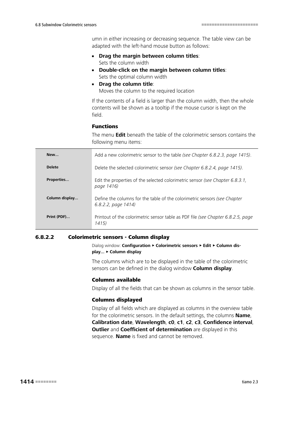 2 colorimetric sensors - column display | Metrohm tiamo 2.3 Manual User Manual | Page 1430 / 1697