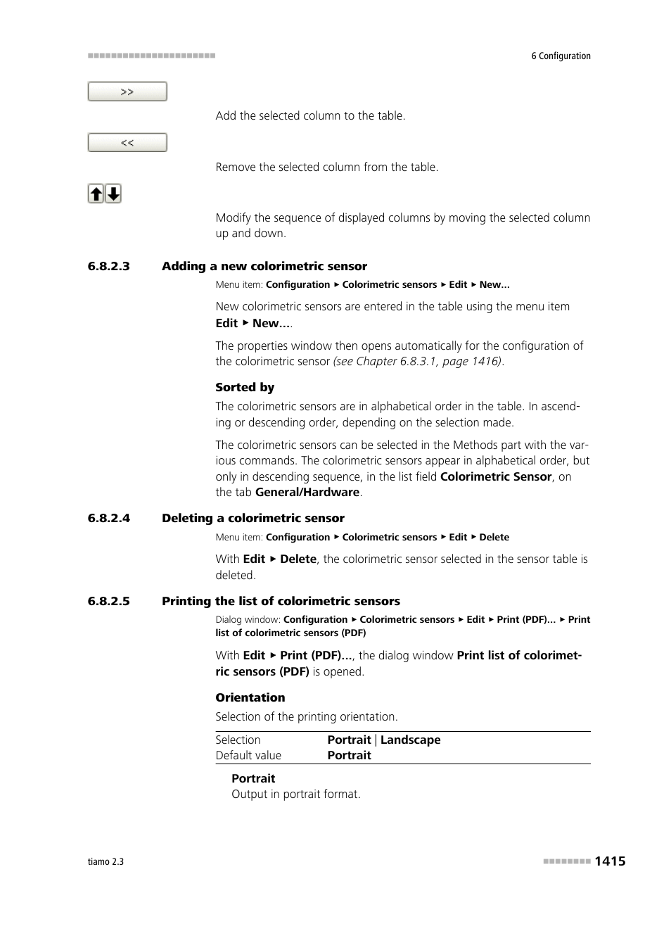 3 adding a new colorimetric sensor, 4 deleting a colorimetric sensor, 5 printing the list of colorimetric sensors | Metrohm tiamo 2.3 Manual User Manual | Page 1431 / 1697