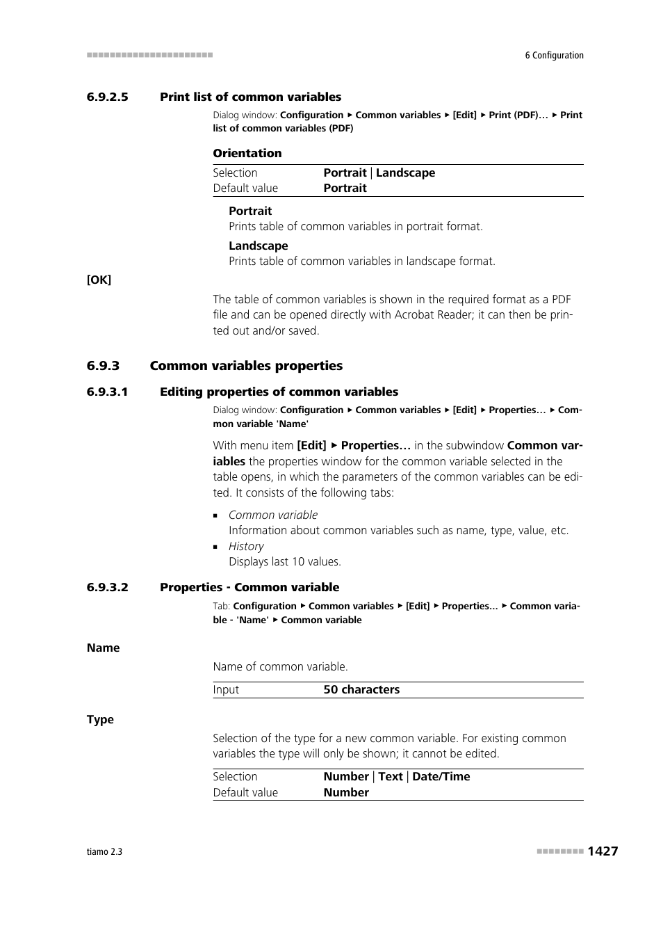 5 print list of common variables, 3 common variables properties, 1 editing properties of common variables | 2 properties - common variable, Common variables properties 7 | Metrohm tiamo 2.3 Manual User Manual | Page 1443 / 1697