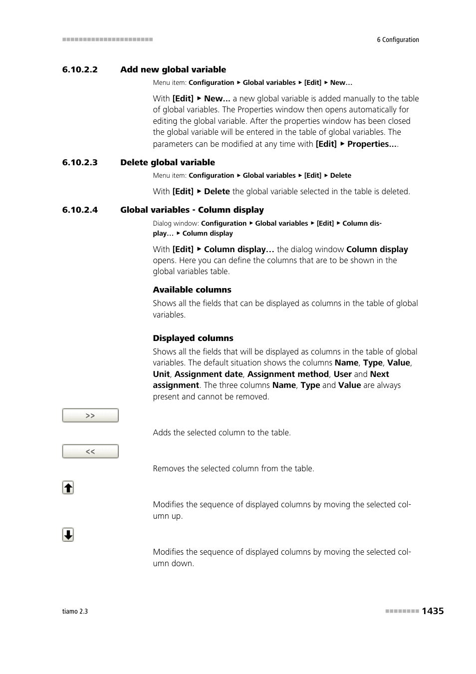 2 add new global variable, 3 delete global variable, 4 global variables - column display | Metrohm tiamo 2.3 Manual User Manual | Page 1451 / 1697