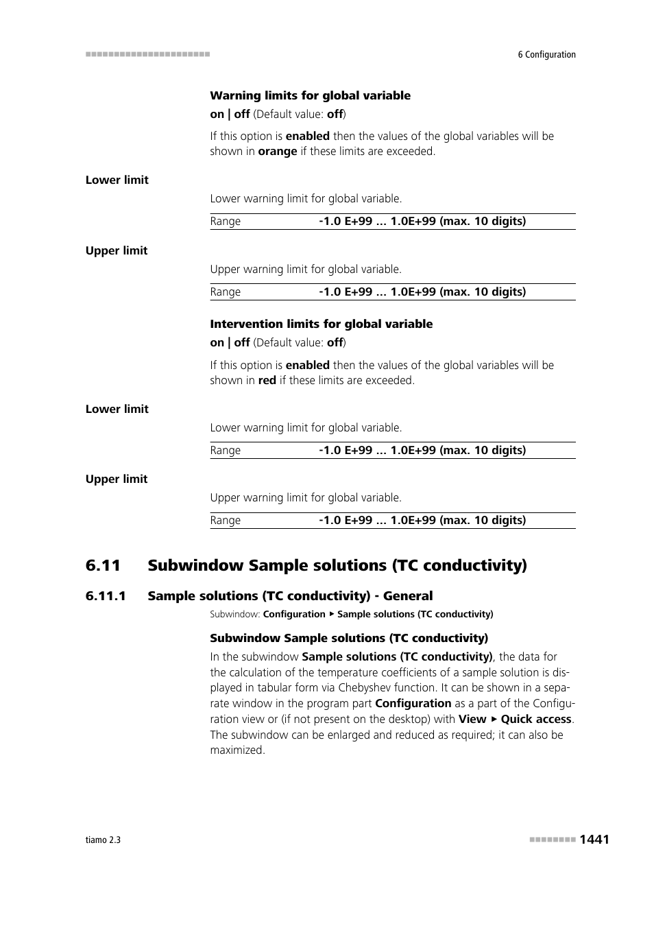 11 subwindow sample solutions (tc conductivity), 1 sample solutions (tc conductivity) - general, Sample solutions (tc conductivity) - general 1 | Sample solution (tc conductivity) | Metrohm tiamo 2.3 Manual User Manual | Page 1457 / 1697