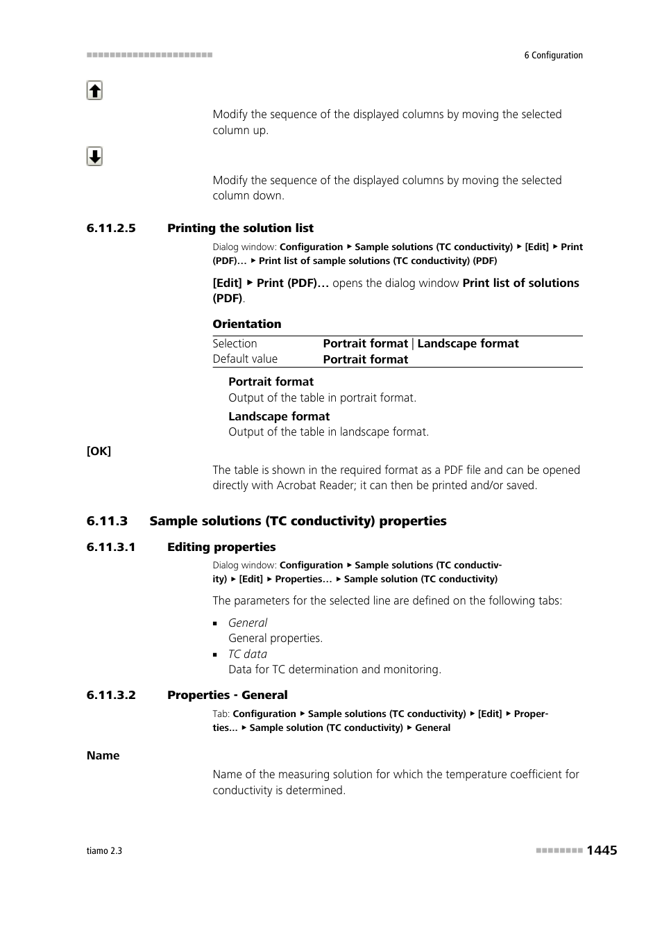 5 printing the solution list, 3 sample solutions (tc conductivity) properties, 1 editing properties | 2 properties - general, Sample solutions (tc conductivity) properties 5 | Metrohm tiamo 2.3 Manual User Manual | Page 1461 / 1697